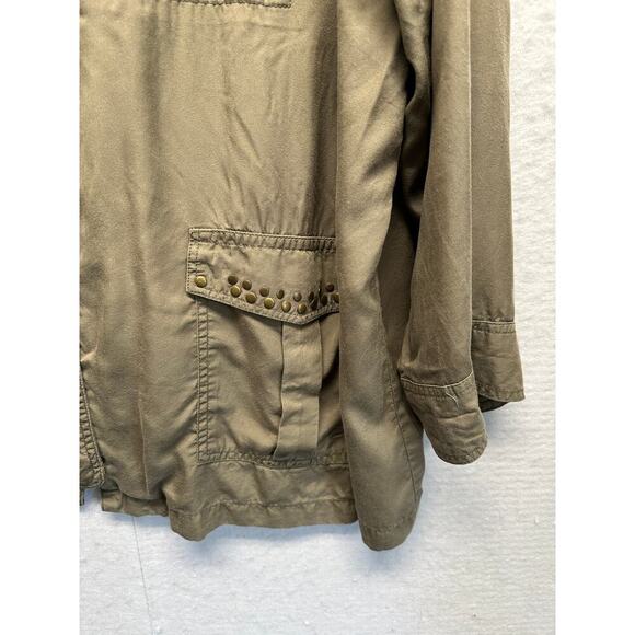 Catherines Women Linen Blend Safari Zip Shacket 2X EUC Eyelet Western Lagenlook - Picture 2 of 8